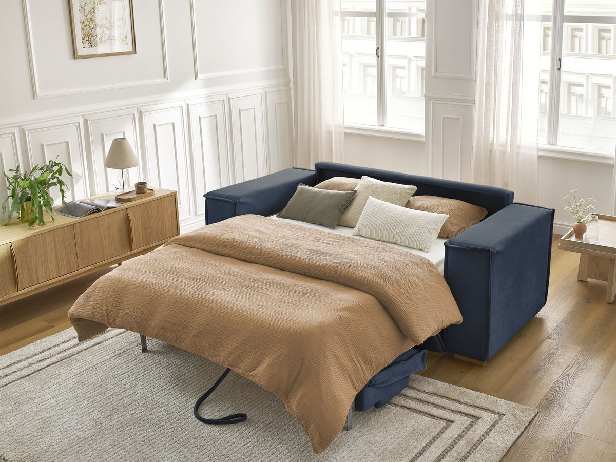 Canapé droit convertible CHELSEA ouverture express tissu texturé