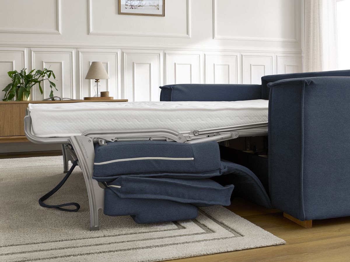 Canapé droit convertible CHELSEA ouverture express tissu texturé