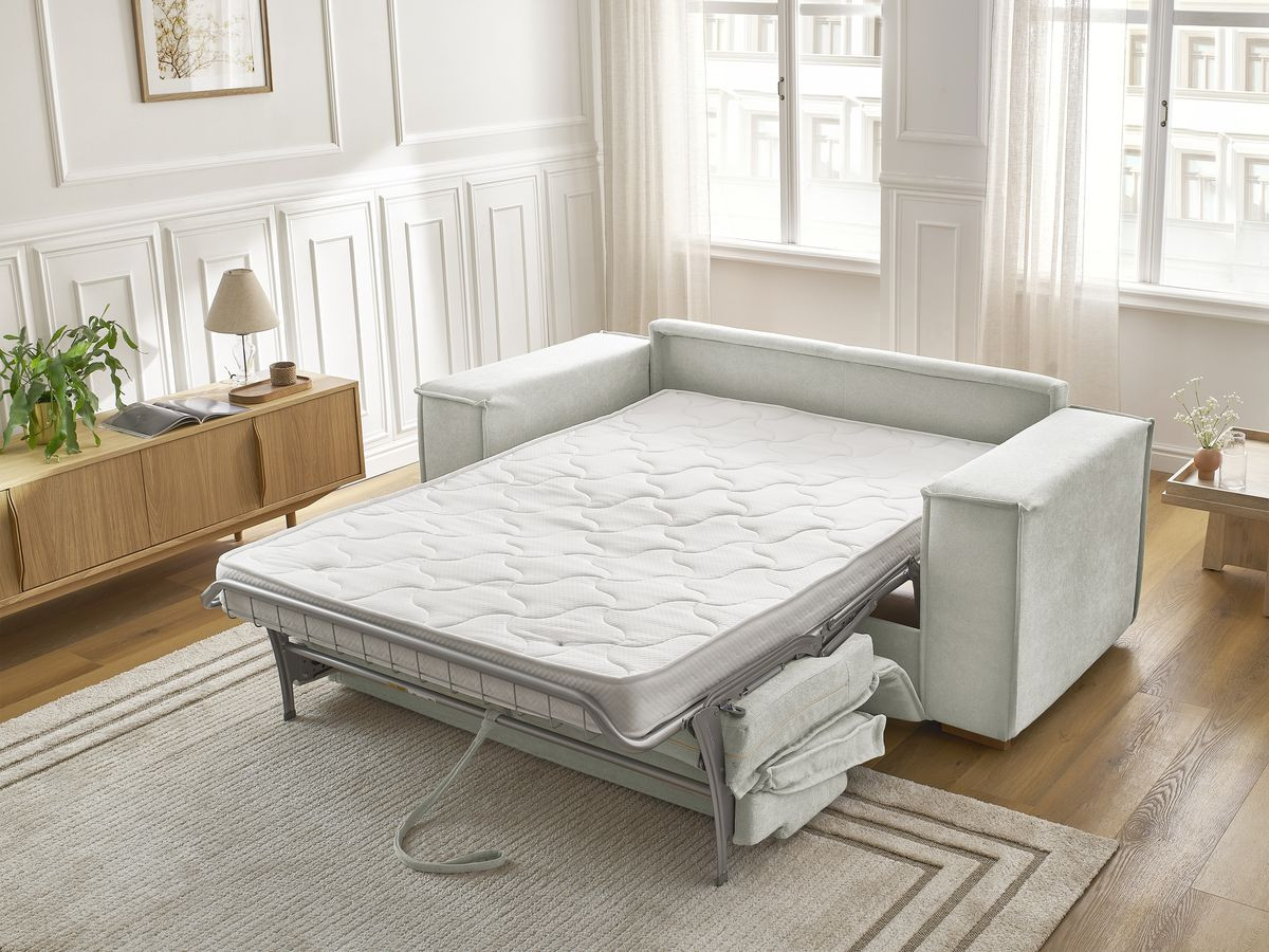 Canapé droit convertible CHELSEA ouverture express tissu texturé