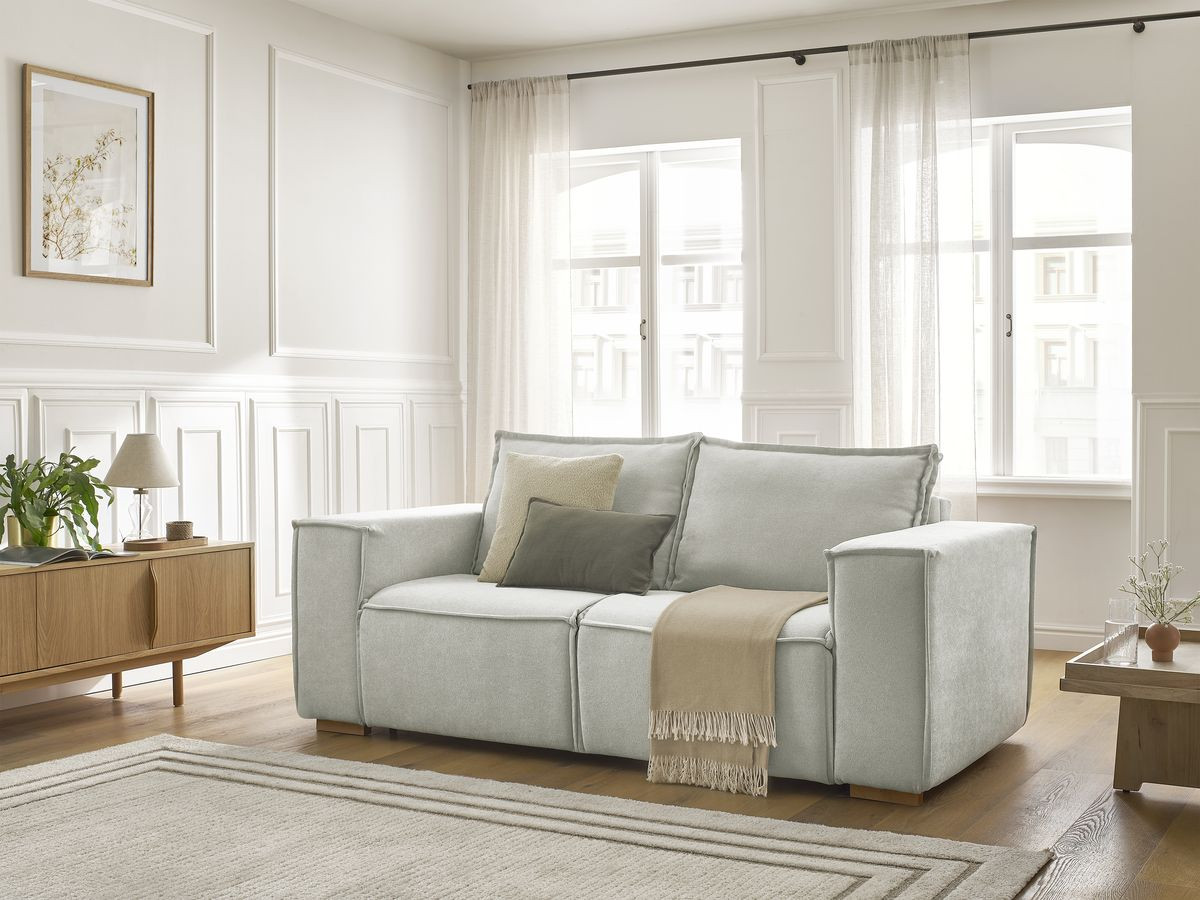 Canapé droit convertible CHELSEA ouverture express tissu texturé