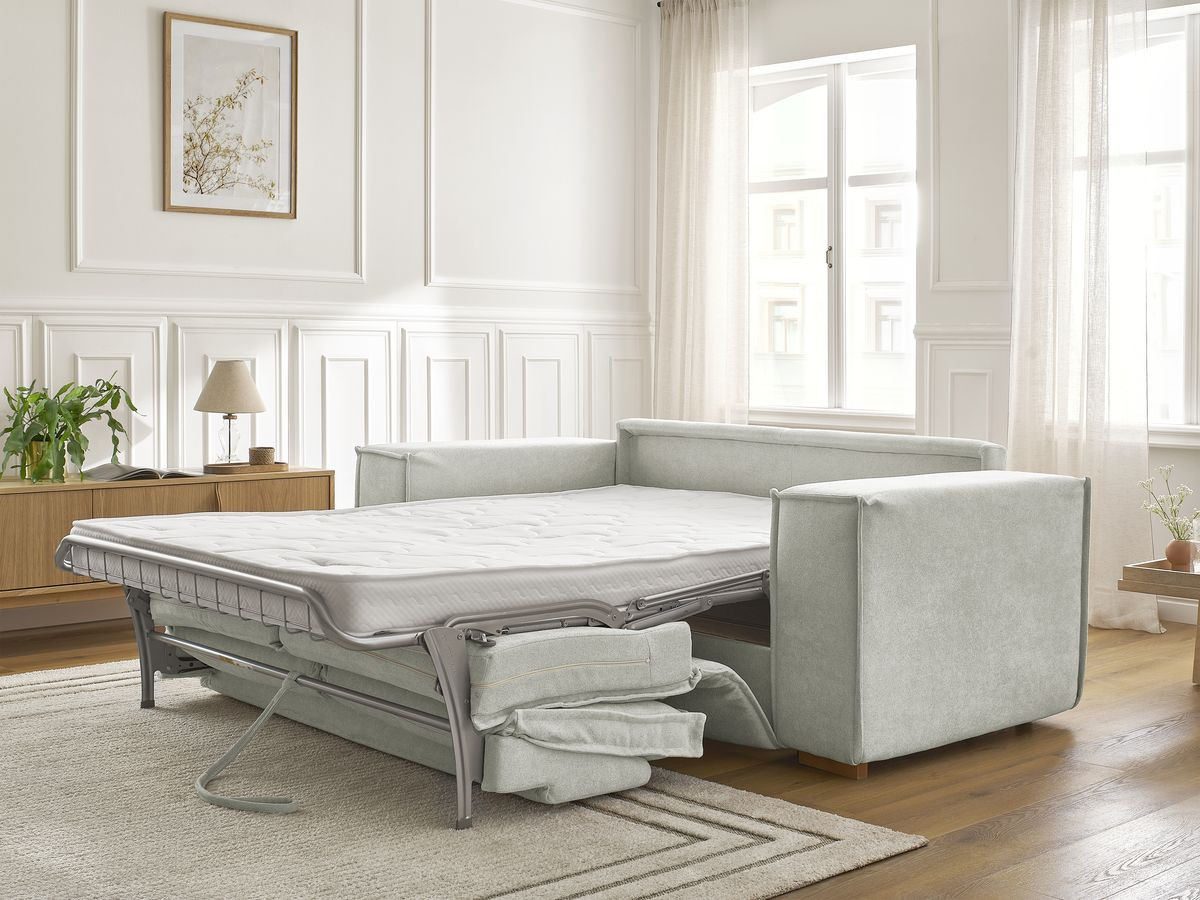 Canapé droit convertible CHELSEA ouverture express tissu texturé