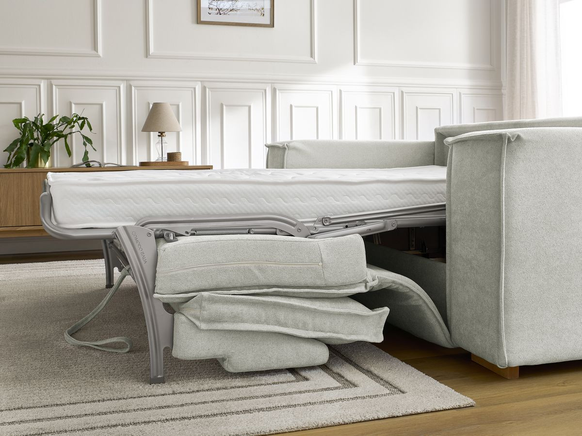 Canapé droit convertible CHELSEA ouverture express tissu texturé