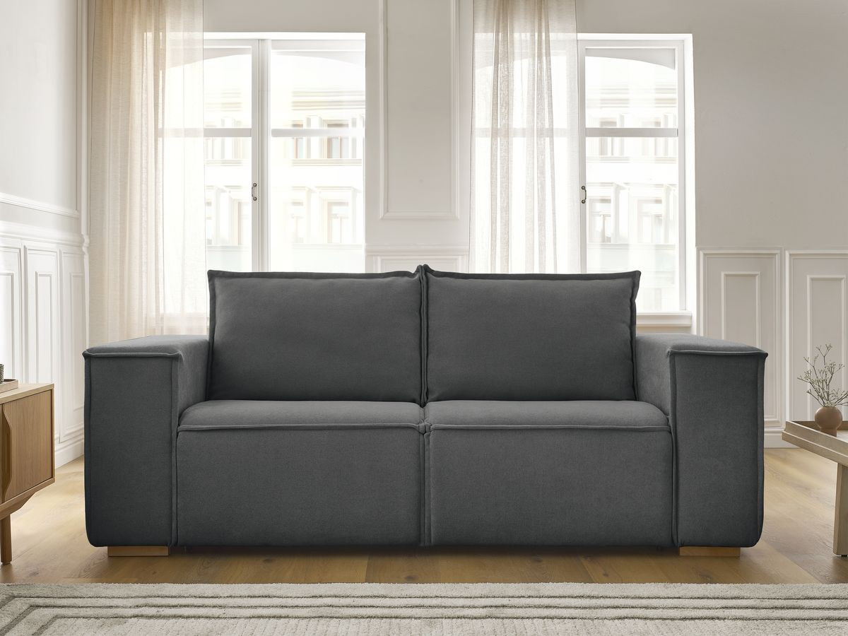 Canapé droit convertible CHELSEA ouverture express tissu texturé