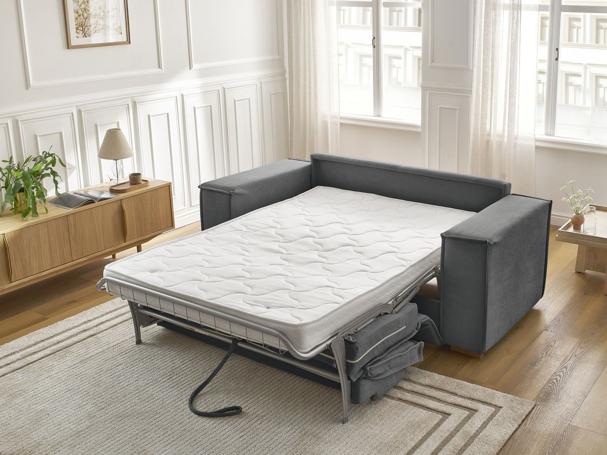Canapé droit convertible CHELSEA ouverture express tissu texturé