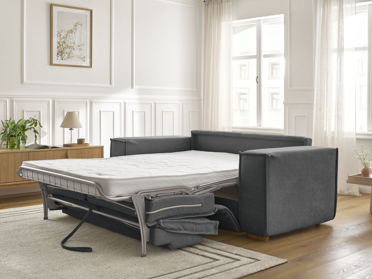 Canapé droit convertible CHELSEA ouverture express tissu texturé