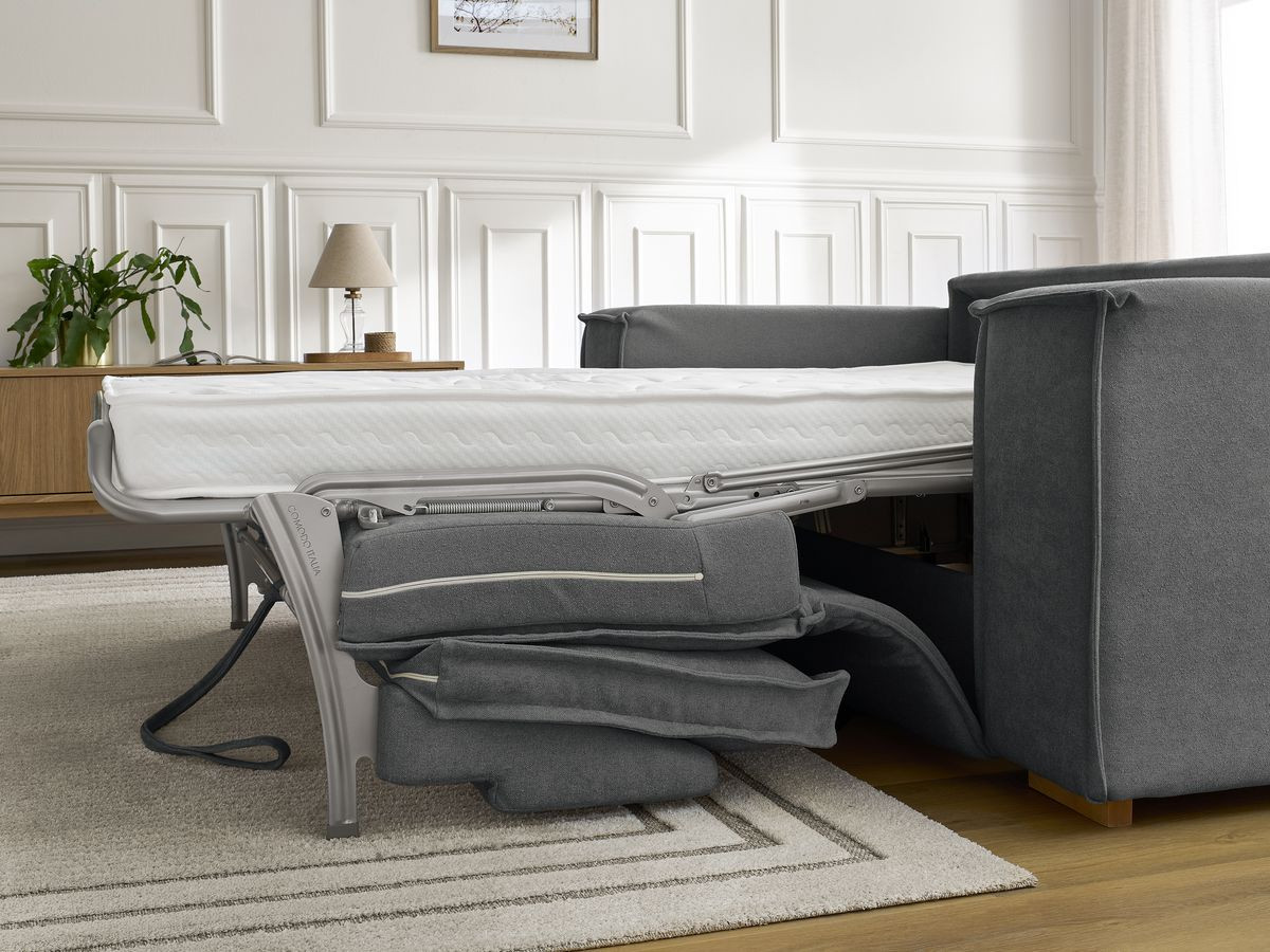 Canapé droit convertible CHELSEA ouverture express tissu texturé