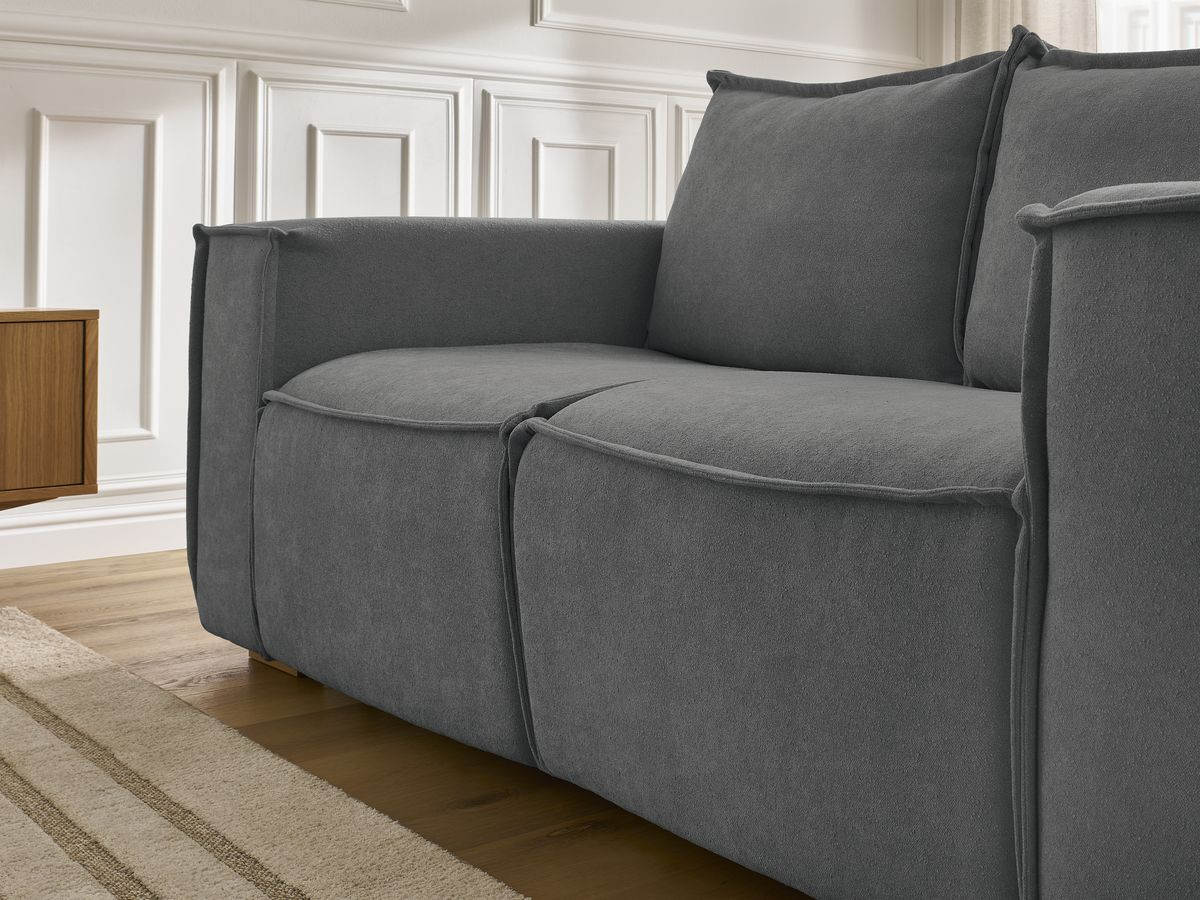 Canapé droit convertible CHELSEA ouverture express tissu texturé