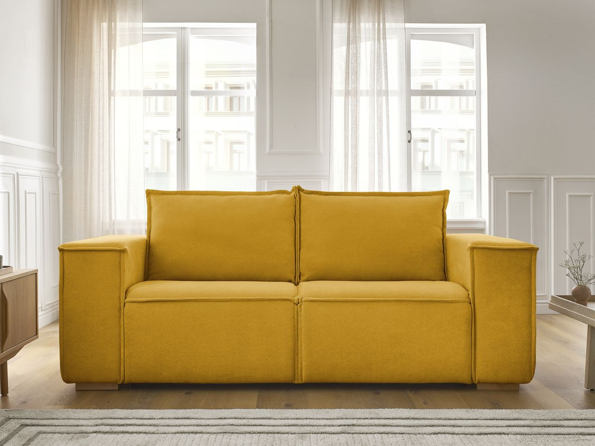 Canapé droit convertible CHELSEA ouverture express tissu texturé
