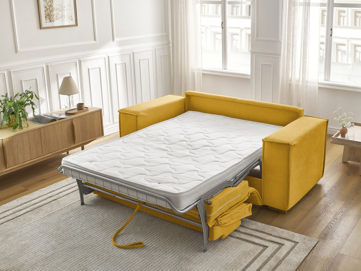 Canapé droit convertible CHELSEA ouverture express tissu texturé