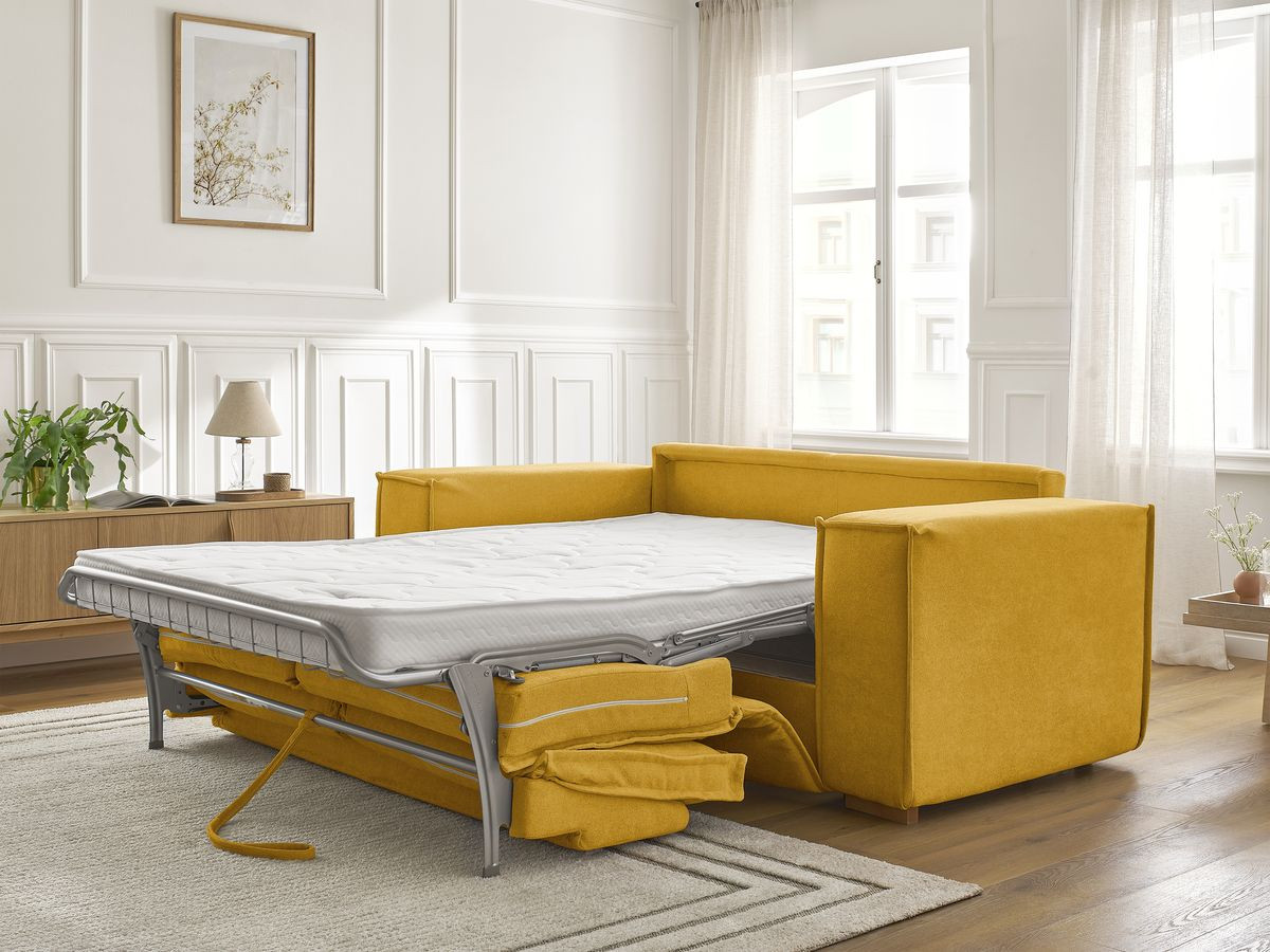 Canapé droit convertible CHELSEA ouverture express tissu texturé