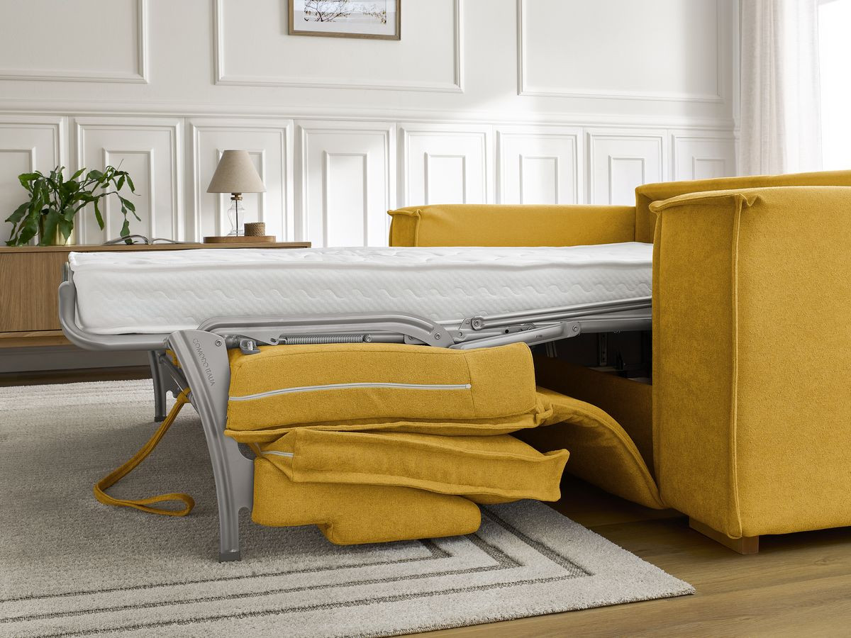 Canapé droit convertible CHELSEA ouverture express tissu texturé