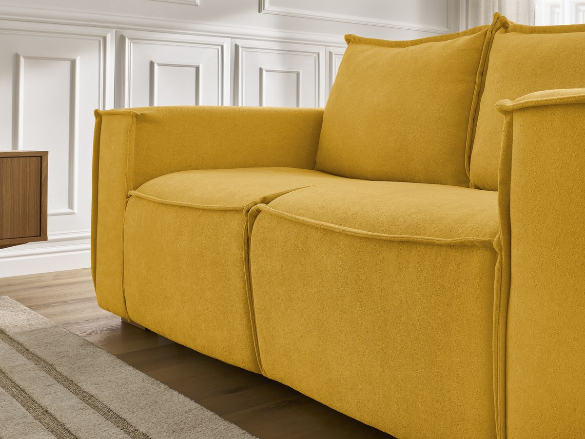 Canapé droit convertible CHELSEA ouverture express tissu texturé