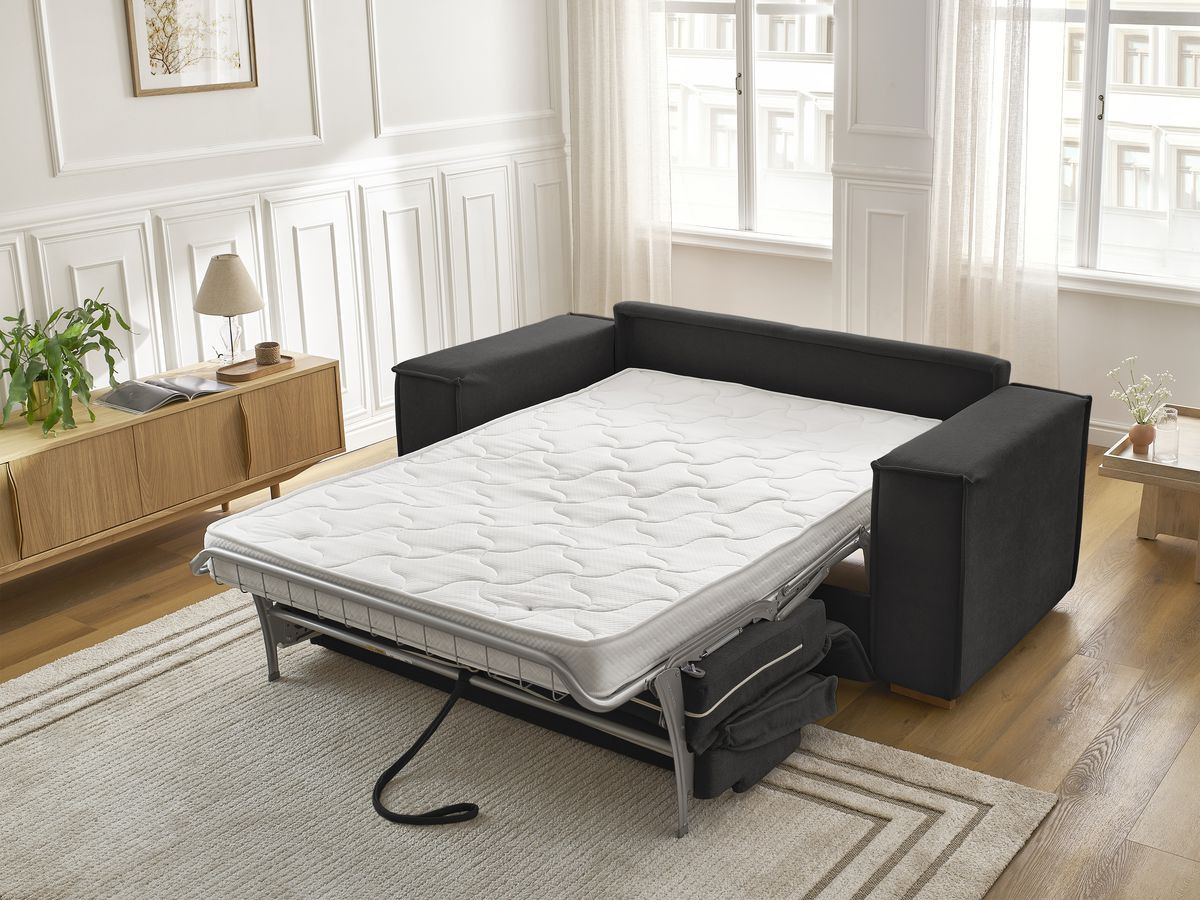 Canapé droit convertible CHELSEA ouverture express tissu texturé
