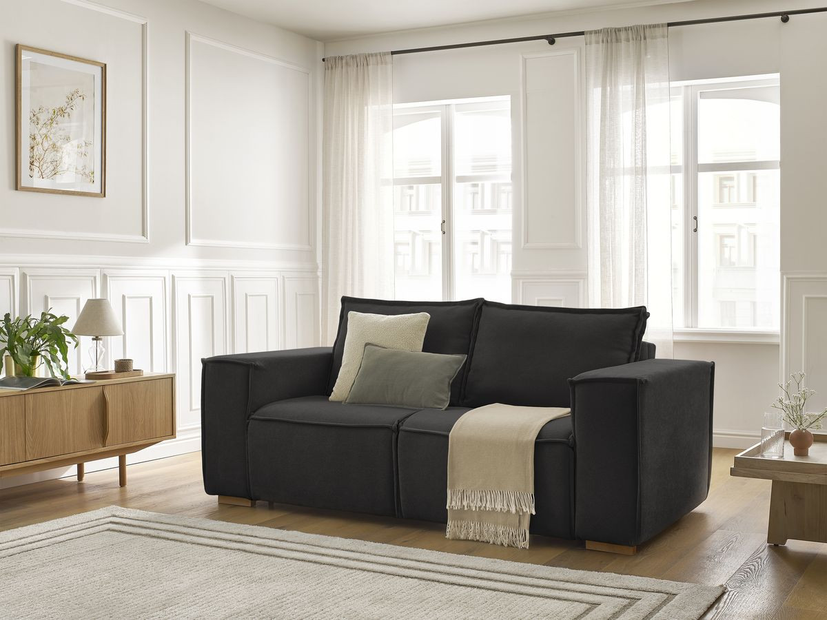 Canapé droit convertible CHELSEA ouverture express tissu texturé