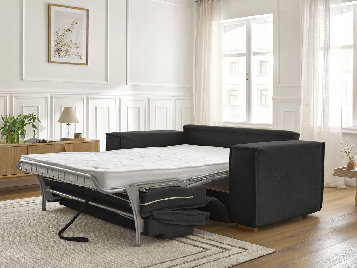 Canapé droit convertible CHELSEA ouverture express tissu texturé