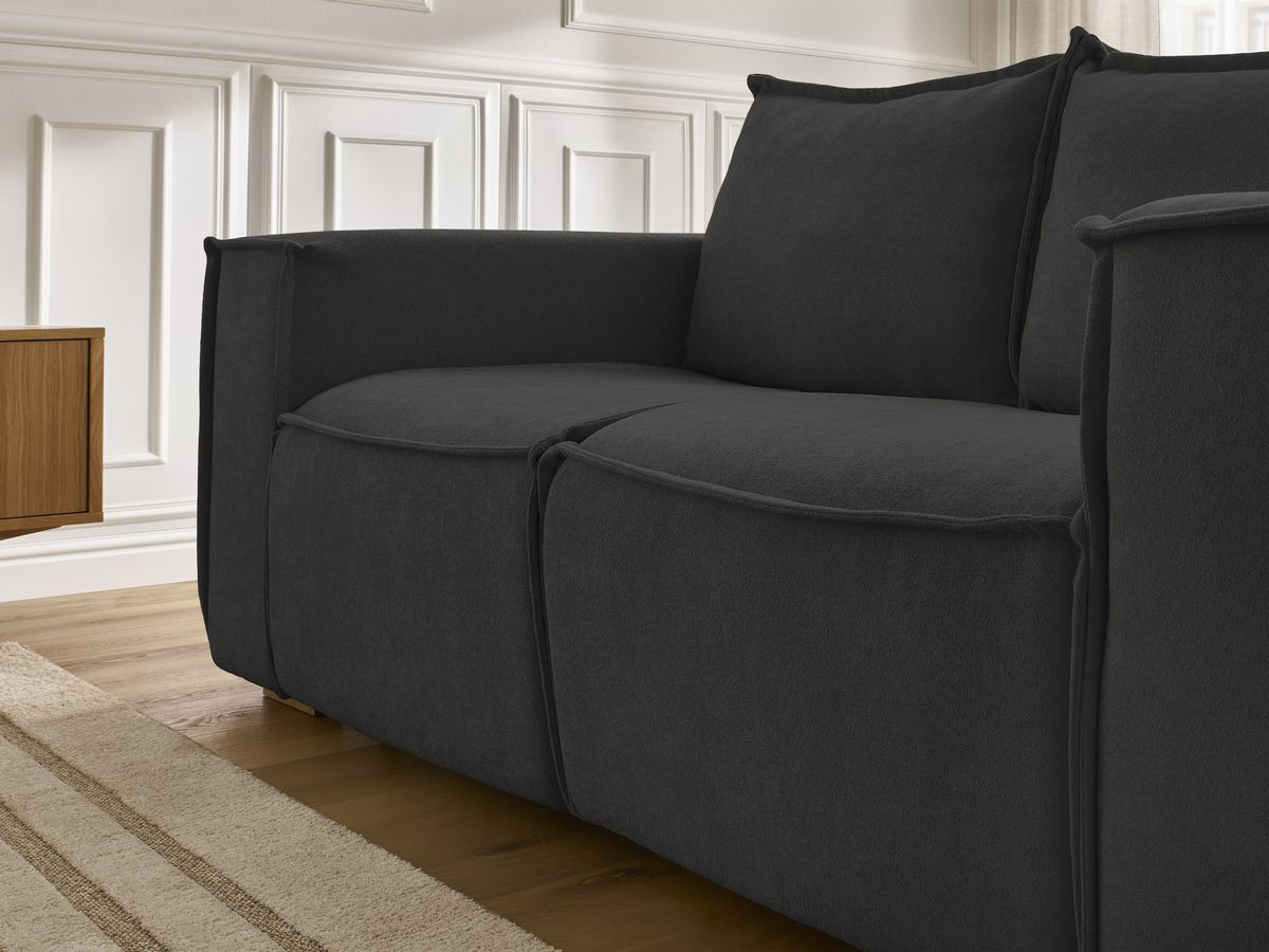 Canapé droit convertible CHELSEA ouverture express tissu texturé