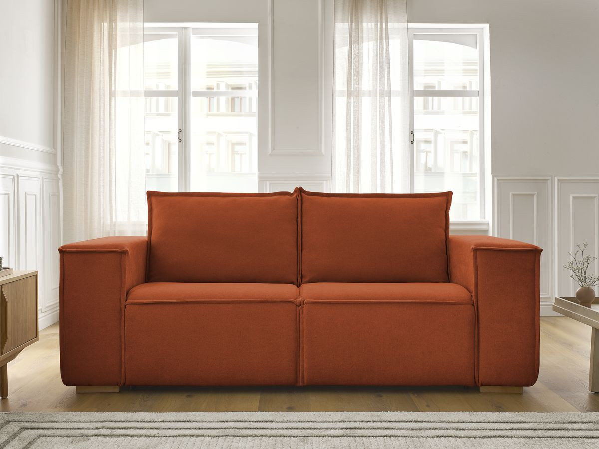 Canapé droit convertible CHELSEA ouverture express tissu texturé
