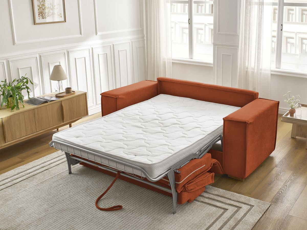 Canapé droit convertible CHELSEA ouverture express tissu texturé