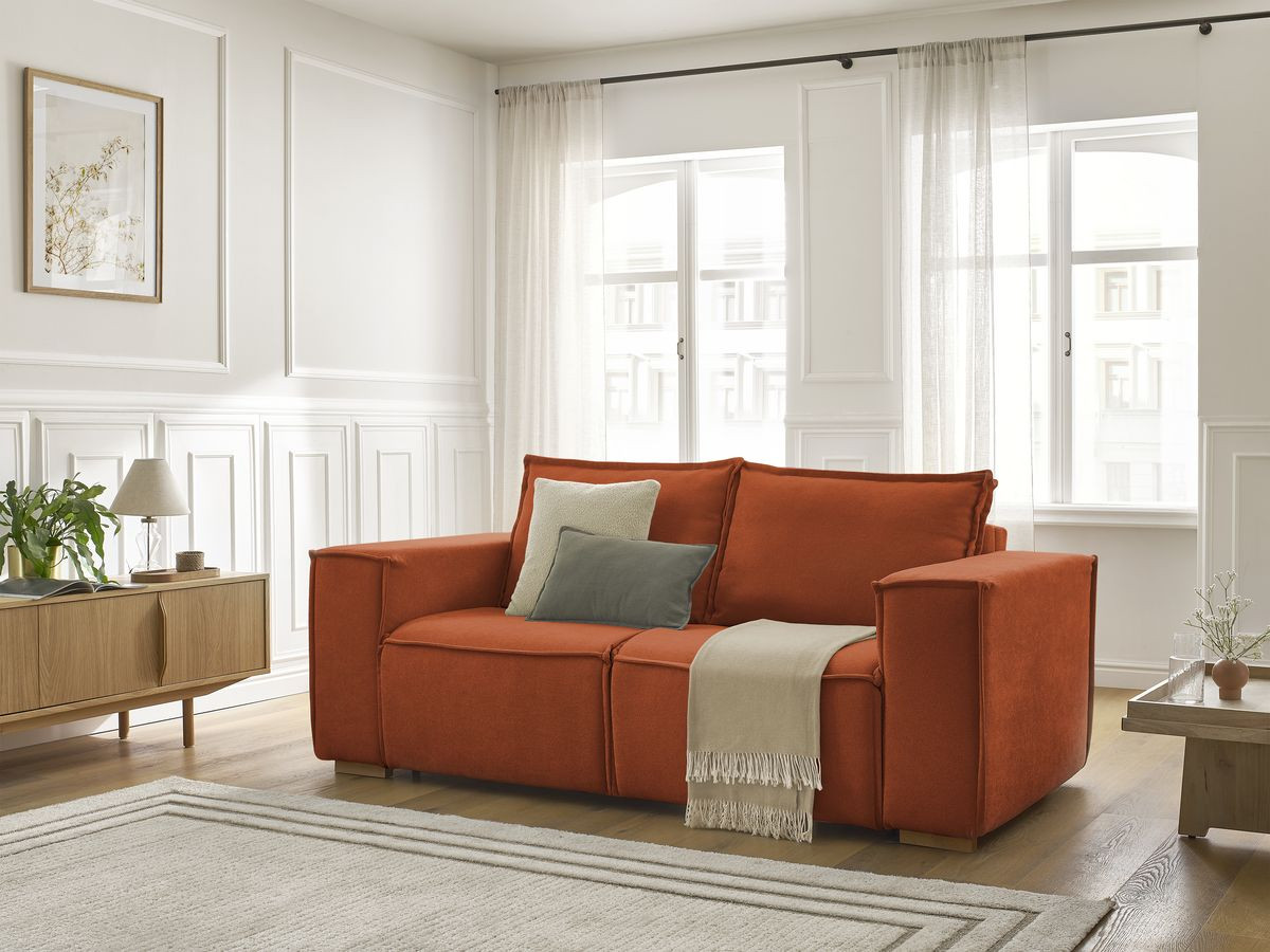 Canapé droit convertible CHELSEA ouverture express tissu texturé