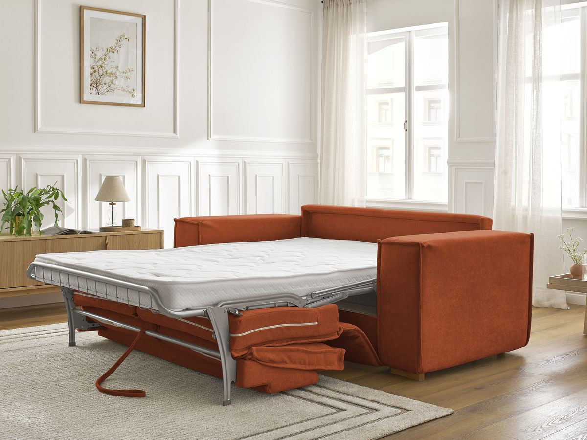 Canapé droit convertible CHELSEA ouverture express tissu texturé