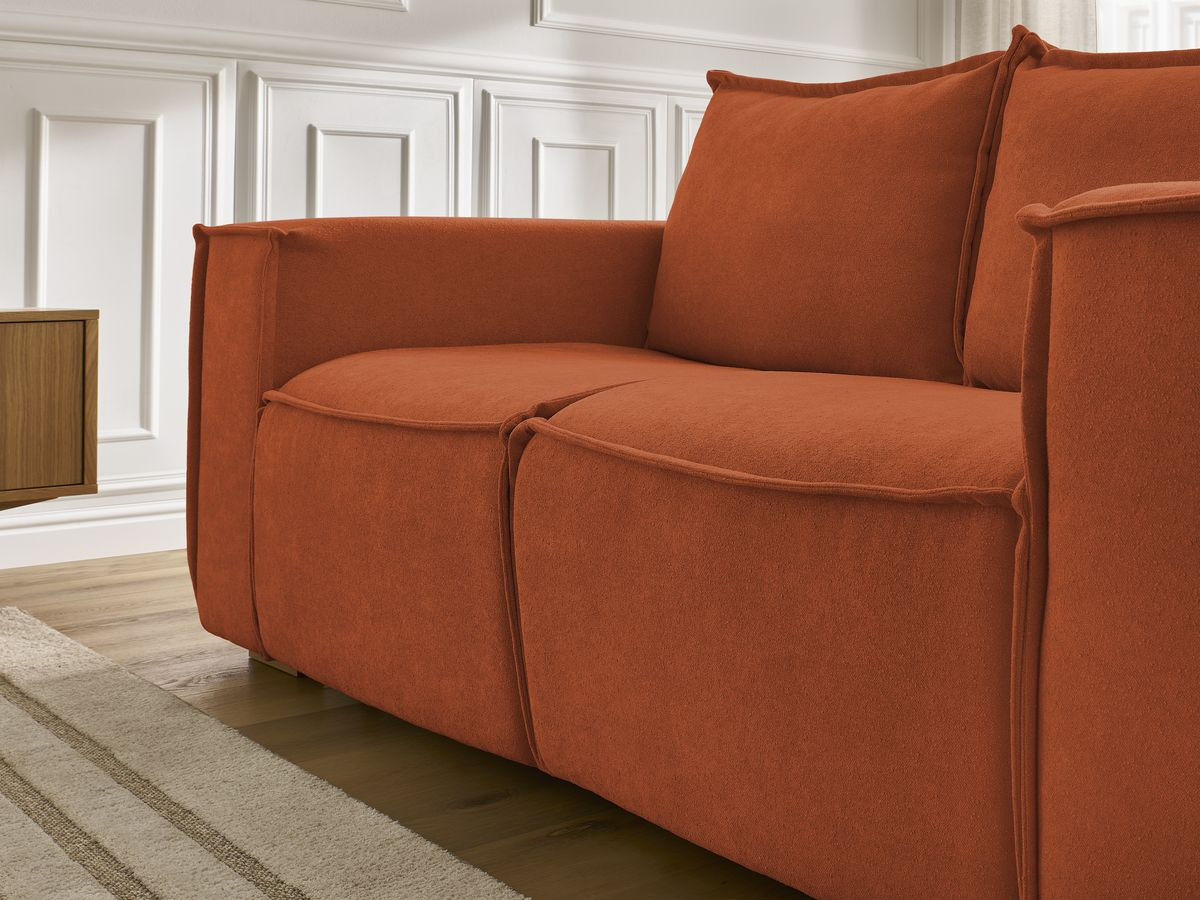 Canapé droit convertible CHELSEA ouverture express tissu texturé