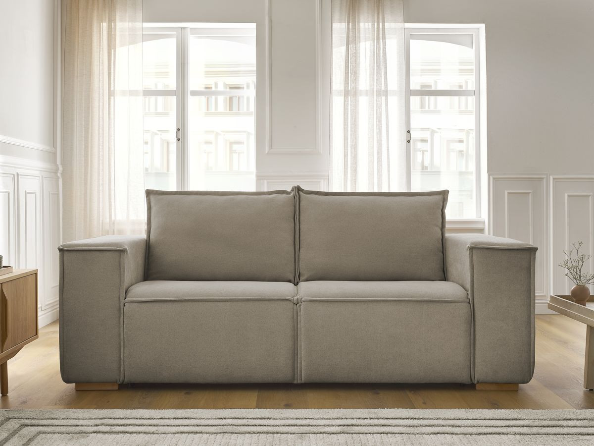 Canapé droit convertible CHELSEA ouverture express tissu texturé