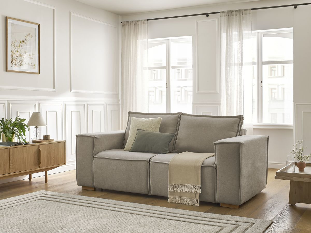 Canapé droit convertible CHELSEA ouverture express tissu texturé