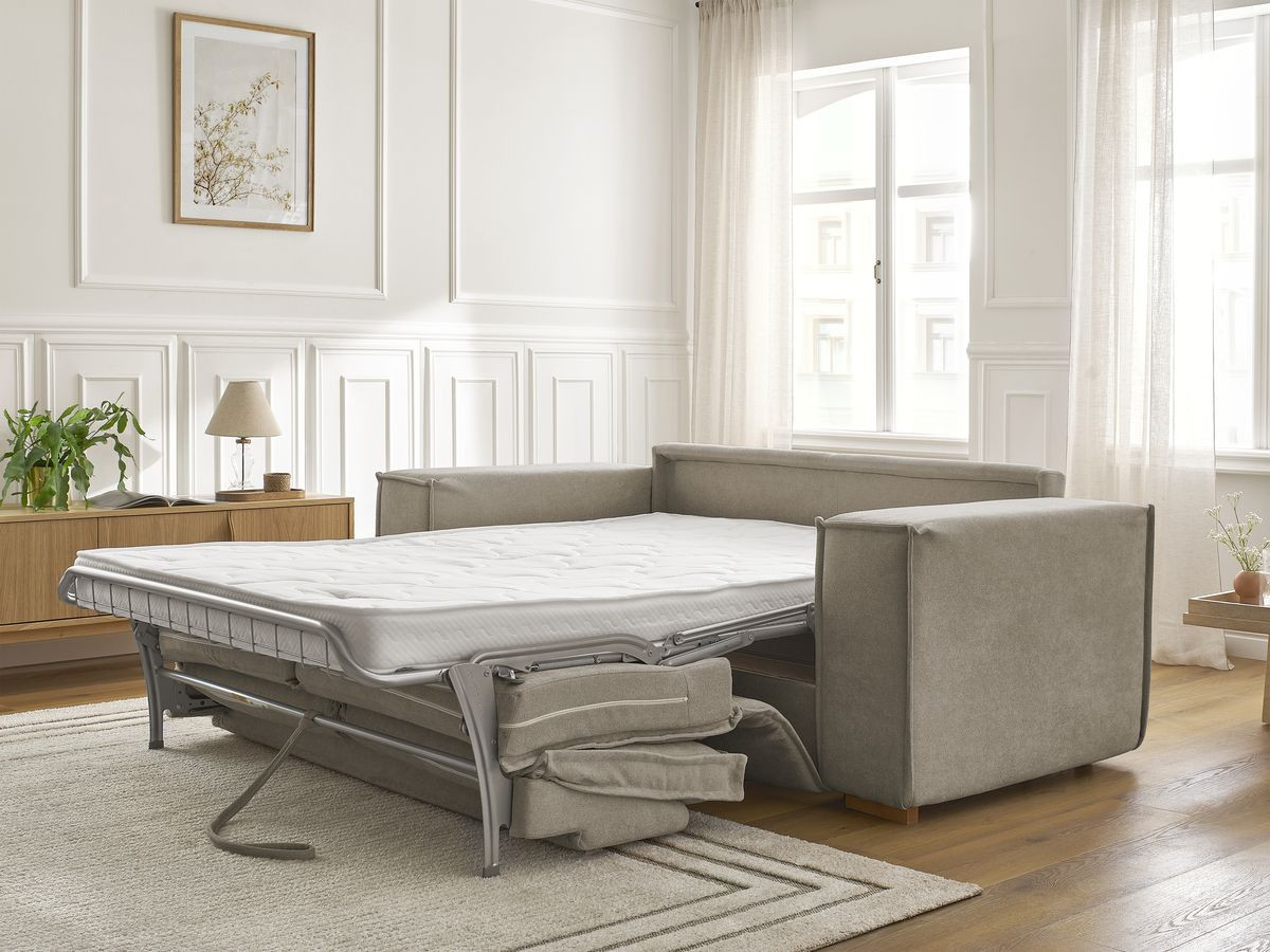 Canapé droit convertible CHELSEA ouverture express tissu texturé
