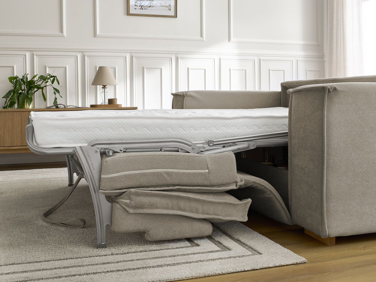 Canapé droit convertible CHELSEA ouverture express tissu texturé
