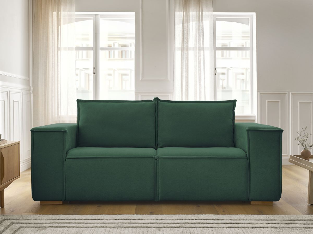 Canapé droit convertible CHELSEA ouverture express tissu texturé