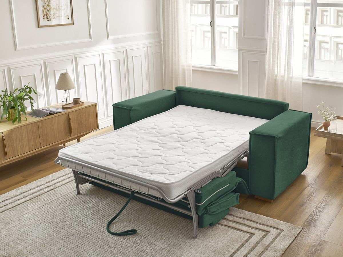 Canapé droit convertible CHELSEA ouverture express tissu texturé