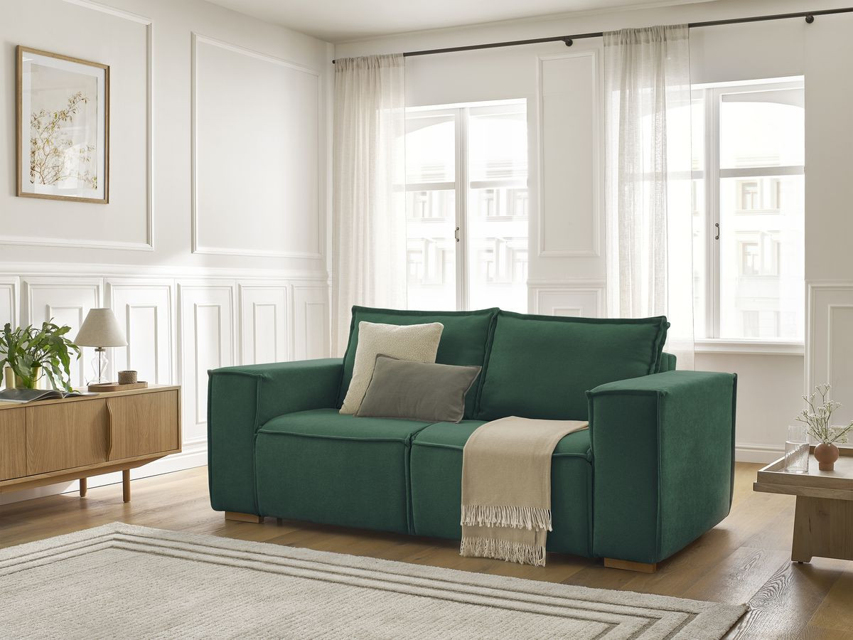 Canapé droit convertible CHELSEA ouverture express tissu texturé