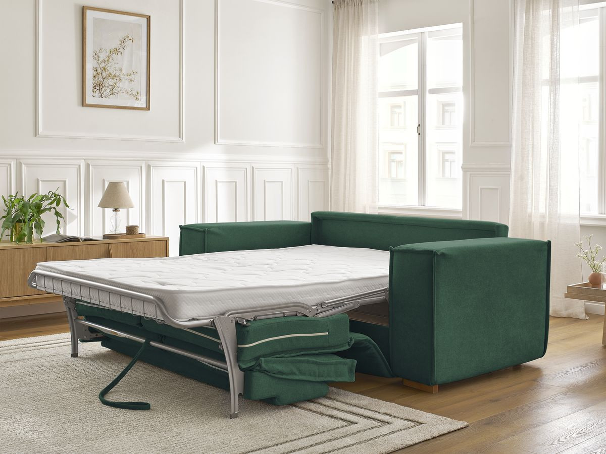 Canapé droit convertible CHELSEA ouverture express tissu texturé