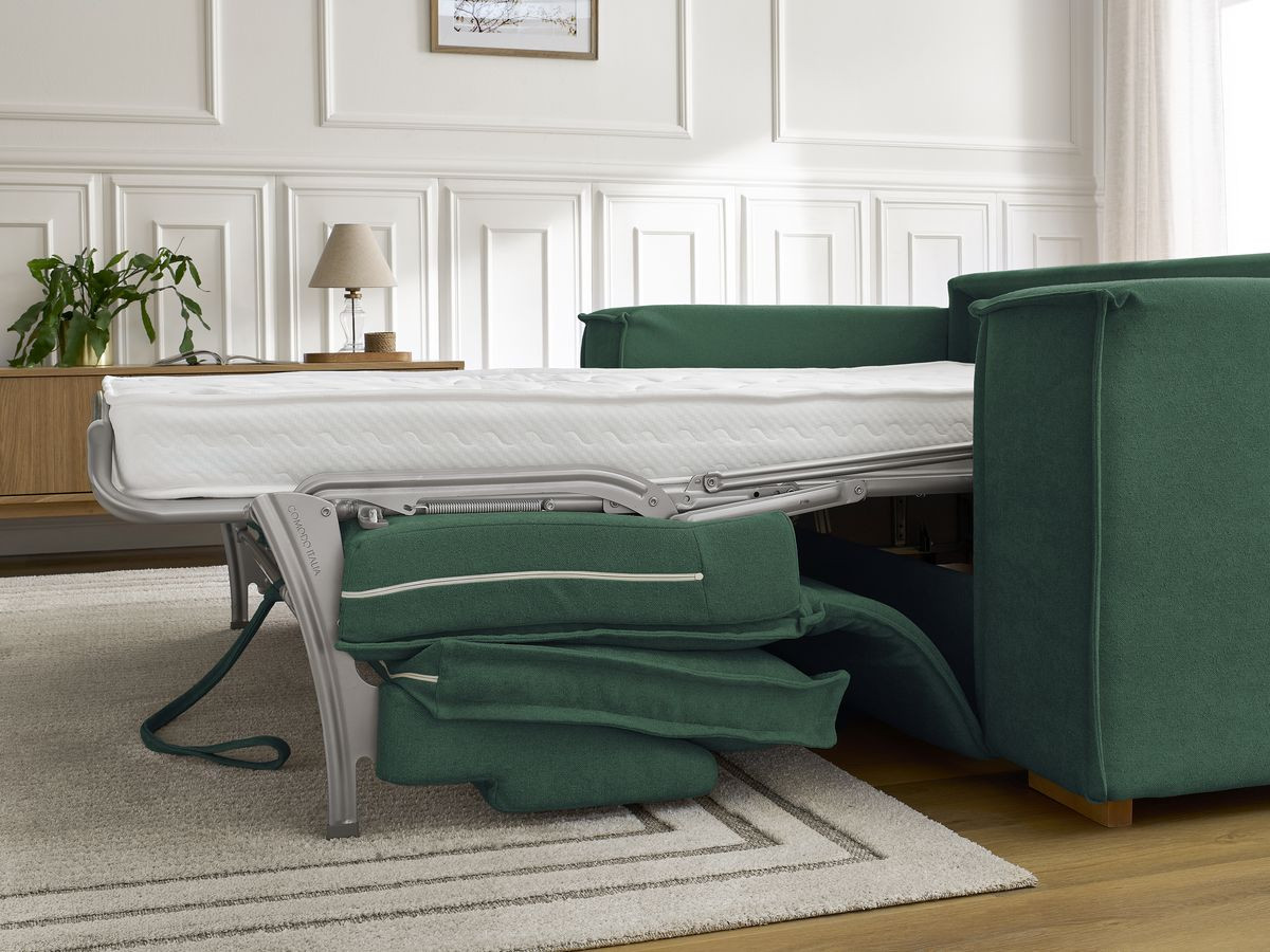 Canapé droit convertible CHELSEA ouverture express tissu texturé