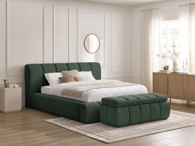 Lit coffre DENALI tissu lisse + Bout de lit DENALI