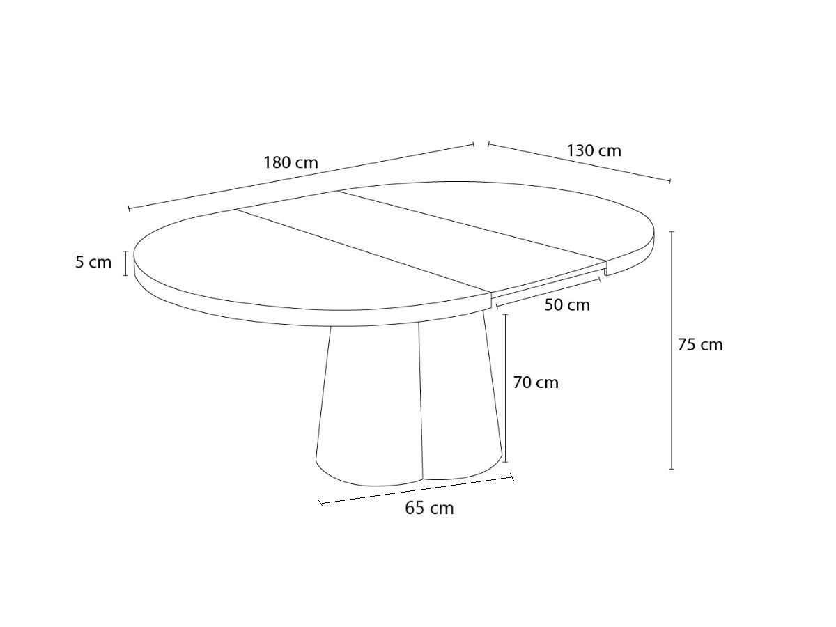 SUGITON uitschuifbare ronde eettafel 130 tot 180 cm massief eiken fineer