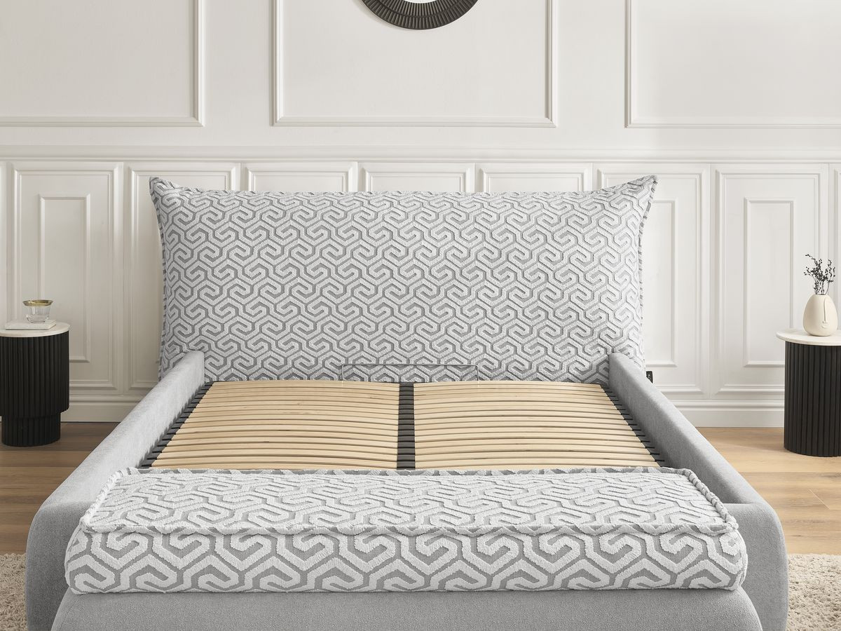 JADE opbergbed in grafische stof + JADE voeteneind Limited Edition