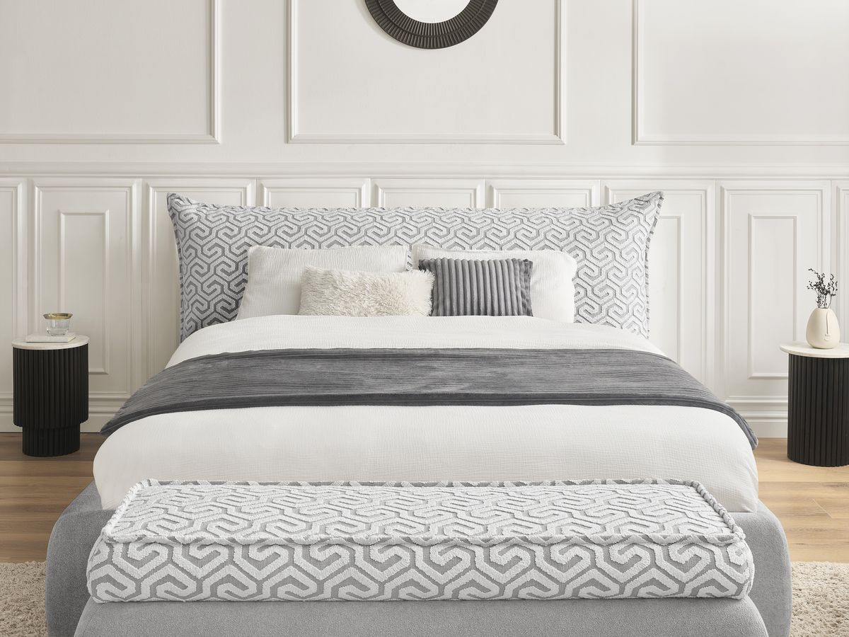 JADE opbergbed in grafische stof + JADE voeteneind Limited Edition
