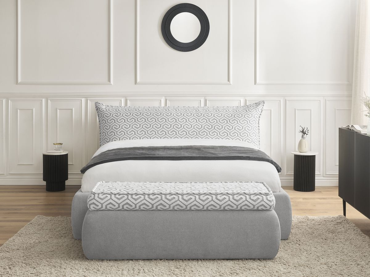 JADE opbergbed in grafische stof + JADE voeteneind Limited Edition
