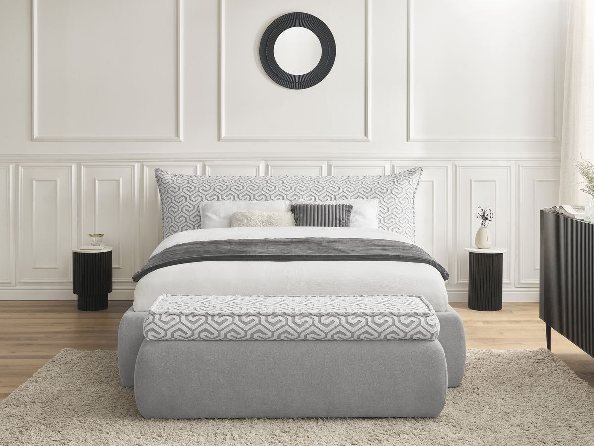 JADE opbergbed in grafische stof + JADE voeteneind Limited Edition