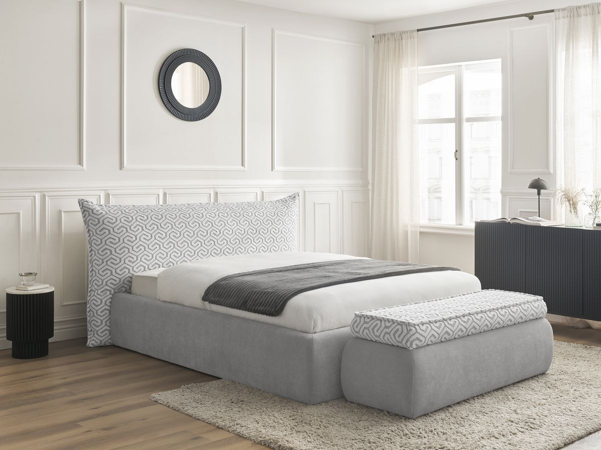 JADE opbergbed in grafische stof + JADE voeteneind Limited Edition