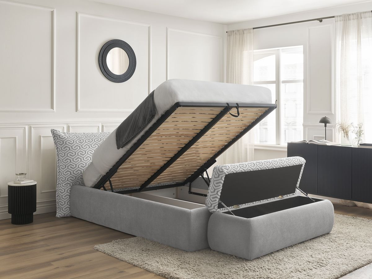 JADE opbergbed in grafische stof + JADE voeteneind Limited Edition