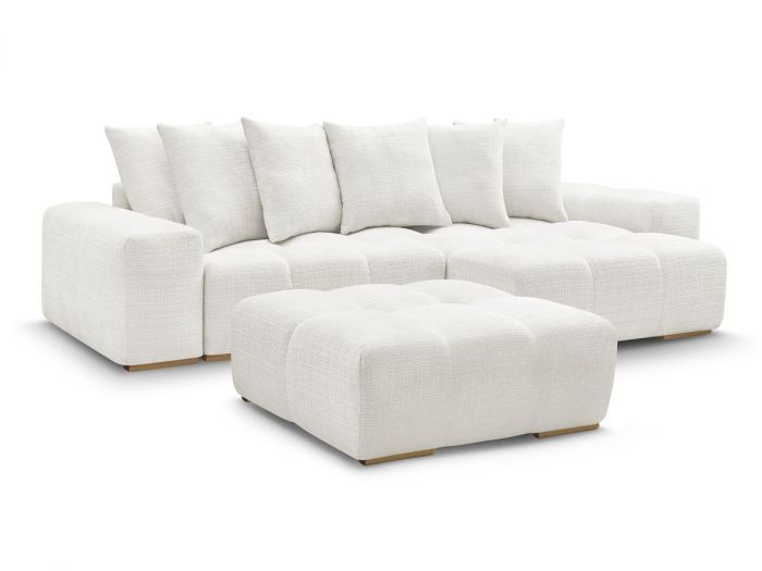 Canapé d'angle réversible ANAKIN tissu texturé avec pouf