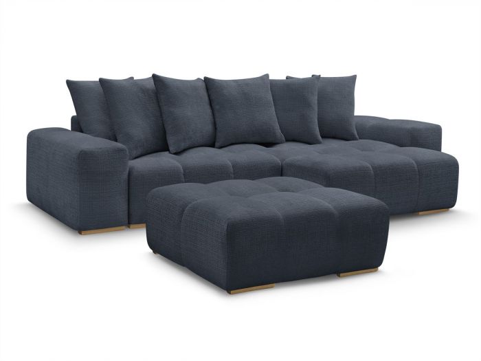 Canapé d'angle réversible ANAKIN tissu texturé avec pouf