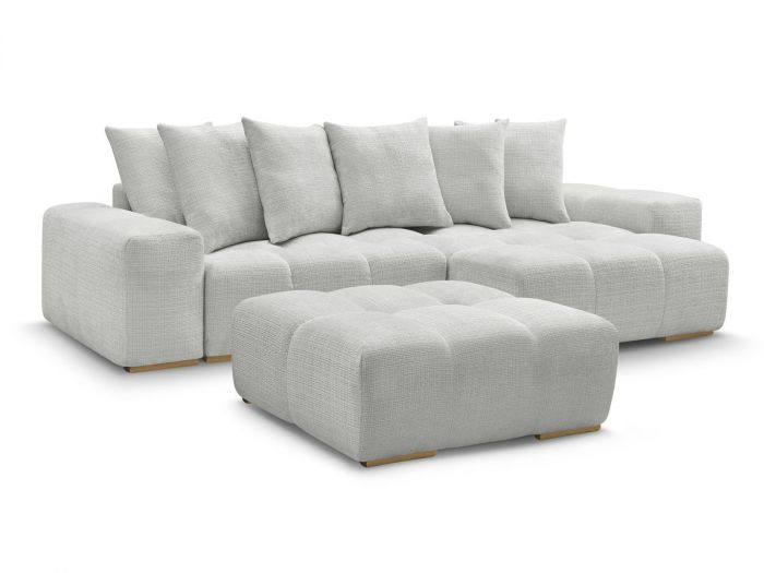 Canapé d'angle réversible ANAKIN tissu texturé avec pouf