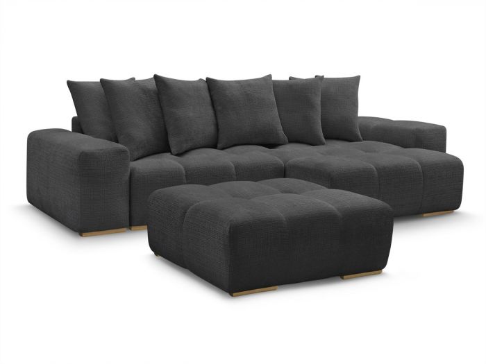 Canapé d'angle réversible ANAKIN tissu texturé avec pouf