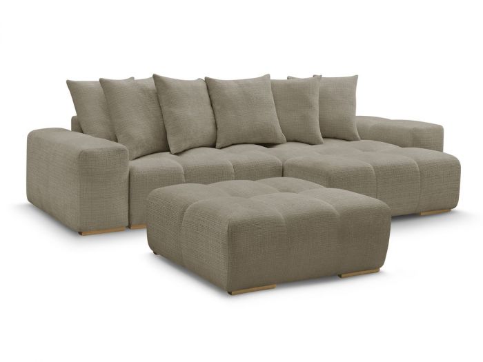 Canapé d'angle réversible ANAKIN tissu texturé avec pouf