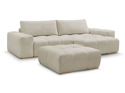 Canapé d'angle réversible ANAKIN tissu texturé avec pouf