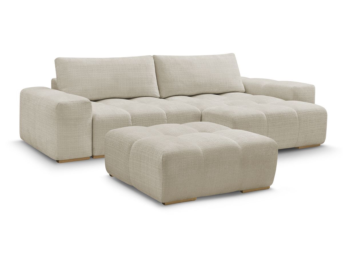 Canapé d'angle réversible ANAKIN tissu texturé avec pouf