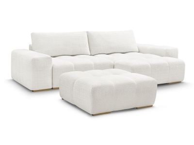Canapé d'angle réversible ANAKIN tissu texturé avec pouf